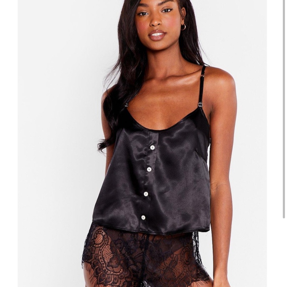 Lace Satin Cami Pajama Shirt
